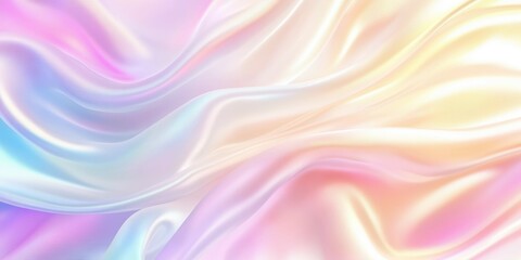 Fototapeta premium fabric folds, smooth flowing fabric texture, blend of pastel colors including pink blue yellow, soft gradient, colorful background. Marketing material background for events like weddings or galas