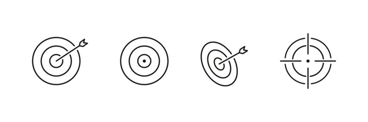 Target aim sign. Goal vector set. Bulls eye icon isolated.
