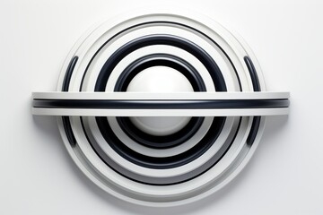 Obraz premium Monochrome Harmony: A minimalist abstract sculpture of black and white concentric circles, exuding a sense of balance and order.
