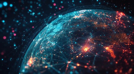 worldwide network connection, digital art illustration,