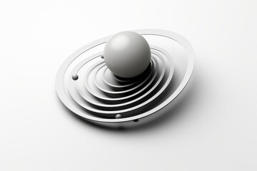 Minimalist White Sphere Orbiting Rings 