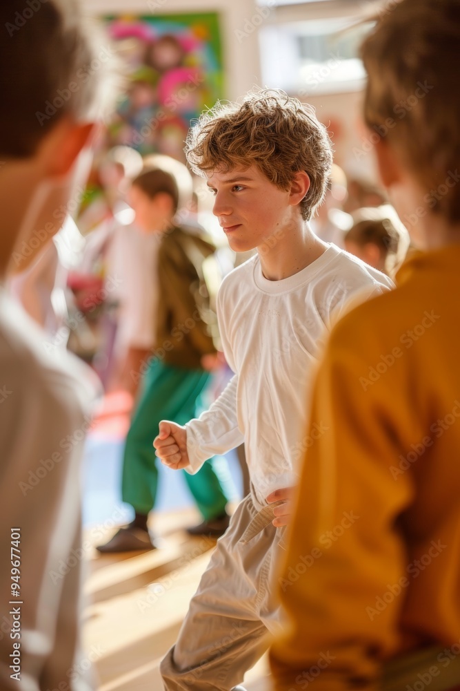 Poster children practicing karate with instructor in structured and energetic class environment