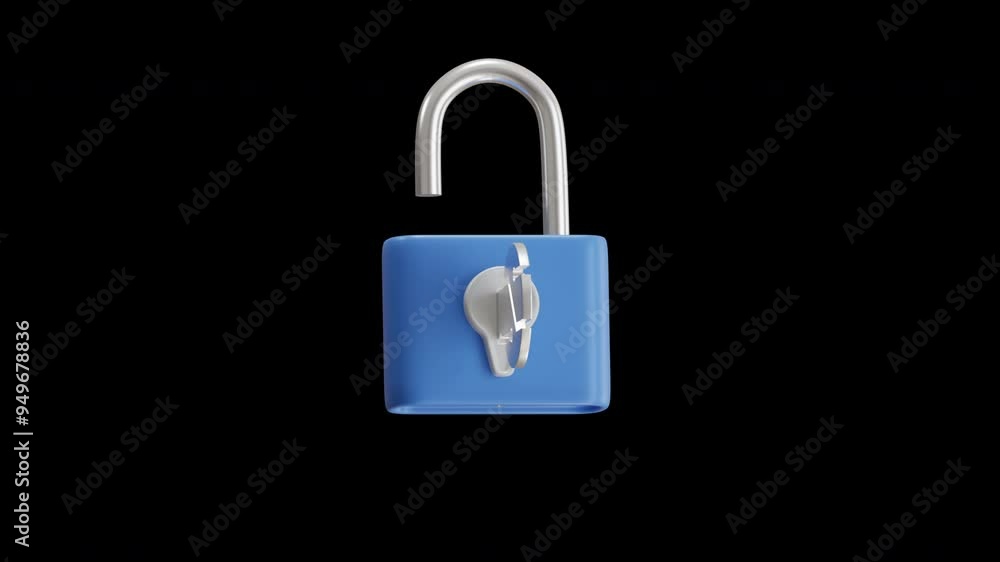 Poster 3d animation of private key secret code | alpha channel