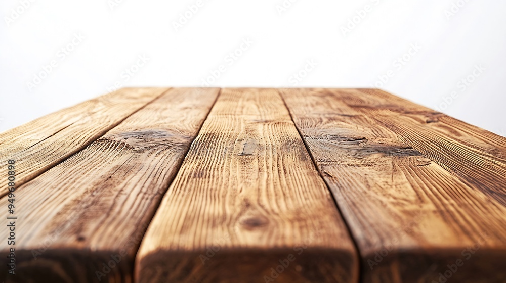 Poster empty light wooden table isolated on white : generative ai