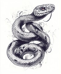Fototapeta premium An artistic depiction of a snake, showcasing intricate details and fluid motion.