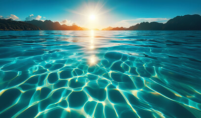 The water's surface and creating shimmering patterns
