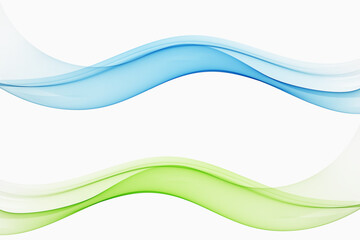 Blue and green transparent abstract wave flow. Design element.