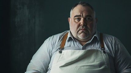 Obraz premium Diet and poor nutrition Funny fat man posing in the studio : Generative AI