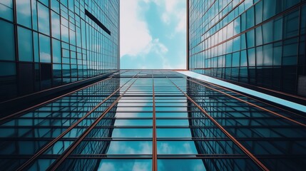 Obraz premium Photo of a Skyscraper with Modern Architectural Design, Featuring an Array of Windows. The Building's Sleek and Contemporary Facade Highlights Its Innovative Design and Urban Sophistication