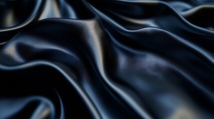 Fototapeta premium Black gray satin dark fabric texture luxurious shiny that is abstract silk cloth background with patterns soft waves blur beautiful : Generative AI