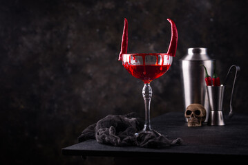 Halloween cocktail Red Devil martini