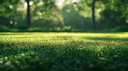 Fototapeta premium Lawn and trees green background with Beautiful lawn : Generative AI