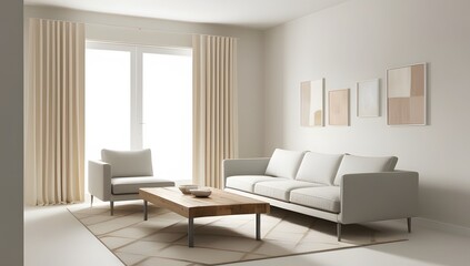 Fototapeta premium minimalist cozy white living room