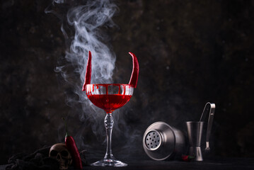 Halloween cocktail Red Devil martini