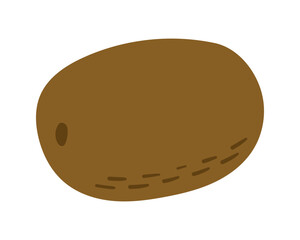 Fruit kiwi in cartoon hand drawn simple style. Editable variable color
