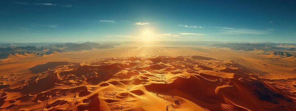 Helmand Desert A vast, endless expanse of sand dunes under a scorching sun, with a lone camel caravan on the horizon.