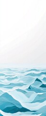 Obraz premium A vertical abstract illustration of ocean waves depicted in soft blue and white tones. The artwork features flowing, brushstroke-like lines that create a sense of movement and fluidity across the wate
