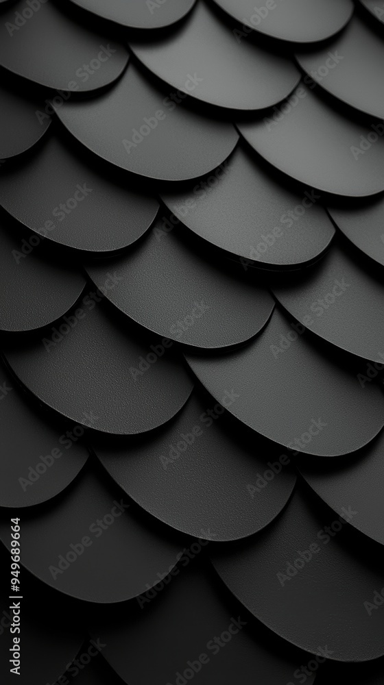 Poster Close-up Texture of Black Overlapping Scales Design in Low Light