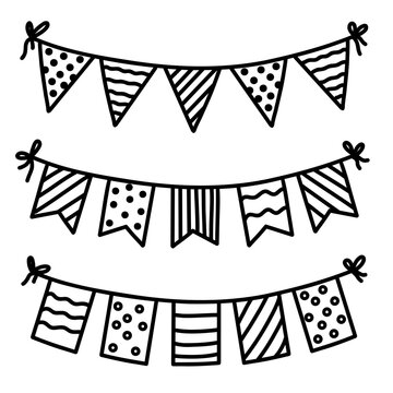 recommend clip art: Doodle bunting garland flag illustration. Hand drawn sketch style. Vector holiday decoration