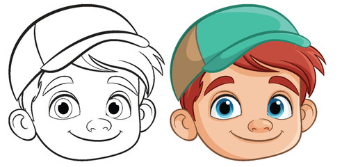 Smiling Boy with Cap Illustration