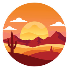 Vector Sunset in the Dessert