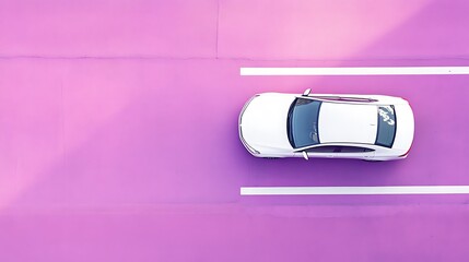 White Car on a Pink Road