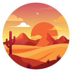 Vector Sunset in the Dessert