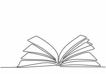 Minimalist Continuous Line Illustration of an Open Book for Education and Literature