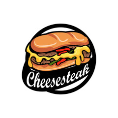 Fastfood Foodtruck Cheesesteak Beef Sandwich Junkfood Restaurant Street Food Logo Template Vector