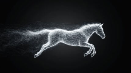 Fototapeta premium Abstract Digital Horse Illustration with Futuristic Wireframe Design on Black Background