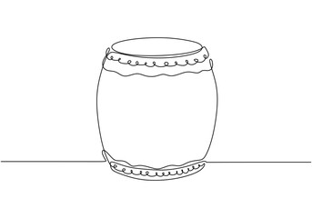 Minimalist Continuous Line Drawing of Traditional Japanese Taiko Drum