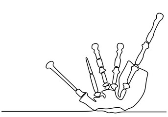 Minimalist Continuous Line Drawing of Traditional Scottish Bagpipes
