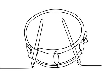 Minimalist single line illustration of a snare drum music instrument
