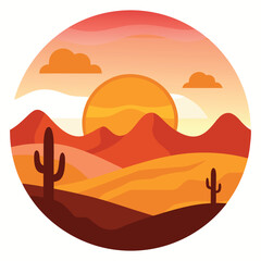 Vector Sunset in the Dessert