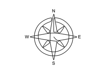 Minimalist compass continuous line drawing vector illustration © berkahlineart
