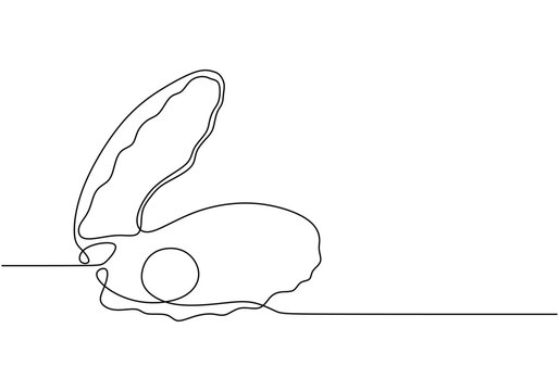 Minimalist Continuous Line Art of a Pearl Oyster Representing Marine Life