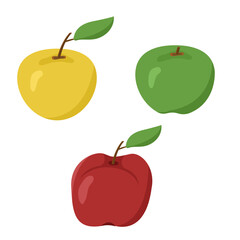 Vector illustration of an apple. Image of multi colored apples isolated on a white background. Colored logo.