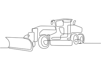 Minimalist Vector Art of Grader Bulldozer in Continuous Line Design