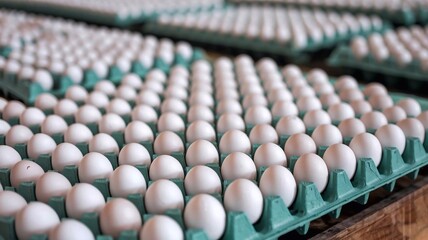 Obraz premium rows of eggs in carton