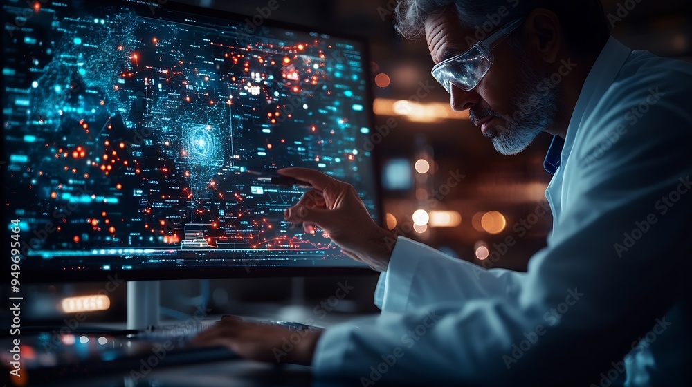 Poster medical technology innovation health and medical research healthcare and medicine concept doctor or 