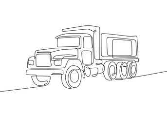 Minimalist Continuous Line Drawing of a Dump Truck