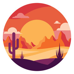 Vector, Sunset in the Dessert