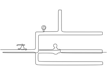 Obraz premium Minimalist Vector Illustration of an Oil Pipeline in Continuous Line Design