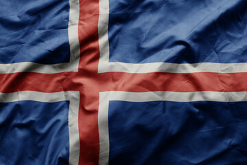 waving colorful realistic national flag of iceland .