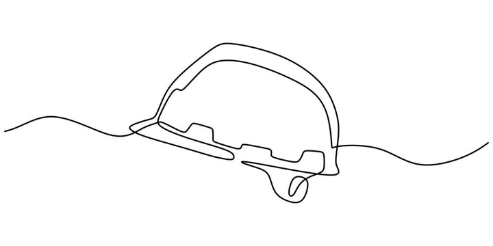 recommend clip art: One line vector illustration of a safety helmet highlighting protective gear design