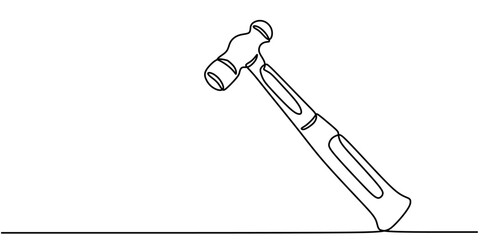 Continuous line vector illustration of a hammer showcasing its design and functionality