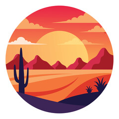 Vector, Sunset in the Dessert