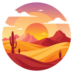 Vector, Sunset in the Dessert