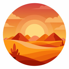 Vector, Sunset in the Dessert