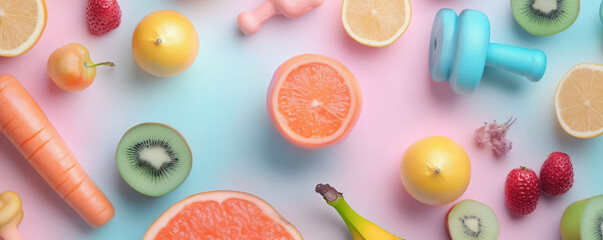 Fitness challenge flat design top view health animation colored pastel